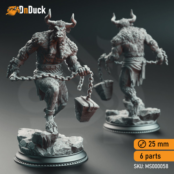 Buy 3d miniature Beastfolk / Minotaur. Minotaur Warriors of the Labrinth's Depths. DnDuck Miniatures Store. 3D figures of characters, elves, monsters, bestiaries, landscape, dragons figures and accessories for role-playing games
