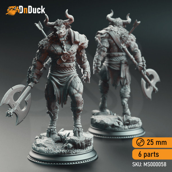 Buy 3d miniature Beastfolk / Minotaur. Minotaur Warriors of the Labrinth's Depths. DnDuck Miniatures Store. 3D figures of characters, elves, monsters, bestiaries, landscape, dragons figures and accessories for role-playing games