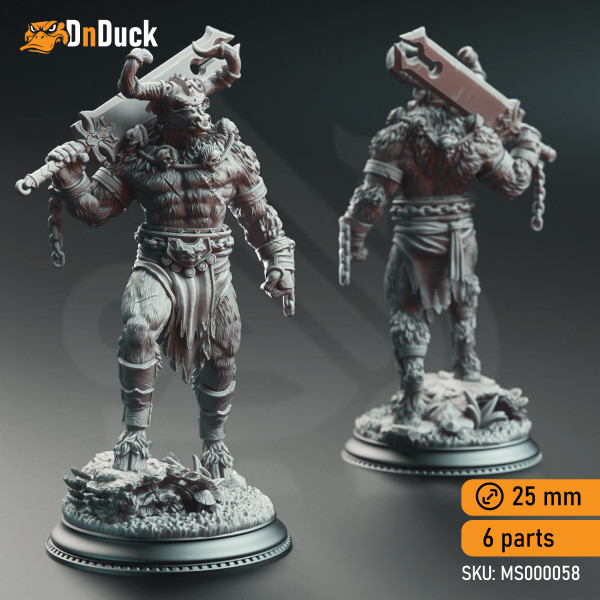 Buy 3d miniature Beastfolk / Minotaur. Minotaur Warriors of the Labrinth's Depths. DnDuck Miniatures Store. 3D figures of characters, elves, monsters, bestiaries, landscape, dragons figures and accessories for role-playing games
