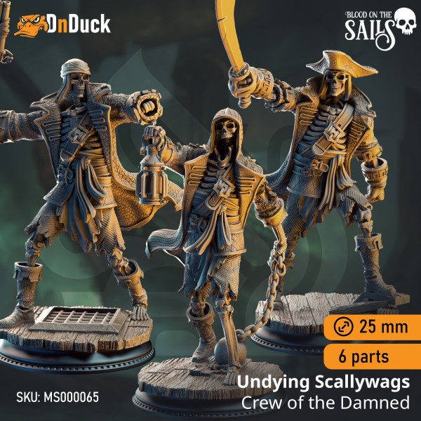 Buy 3d miniature Undead. Undying Scallywags – Crew of the Damned Galleon. DnDuck Miniatures Store. 3D figures of characters, elves, monsters, bestiaries, landscape, dragons figures and accessories for role-playing games