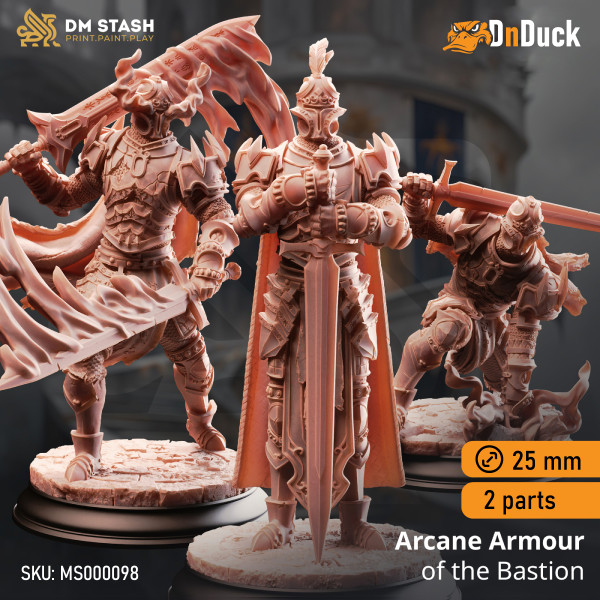 Buy 3d miniature Living Armor /  Humanoid. Arcane Armour of the Bastion. DnDuck Miniatures Store. 3D figures of characters, elves, monsters, bestiaries, landscape, dragons figures and accessories for role-playing games