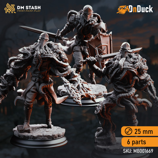 Buy 3d miniature Aberration. The Blight’s Warriors – Blighted Knights. DnDuck Miniatures Store. 3D figures of characters, elves, monsters, bestiaries, landscape, dragons figures and accessories for role-playing games
